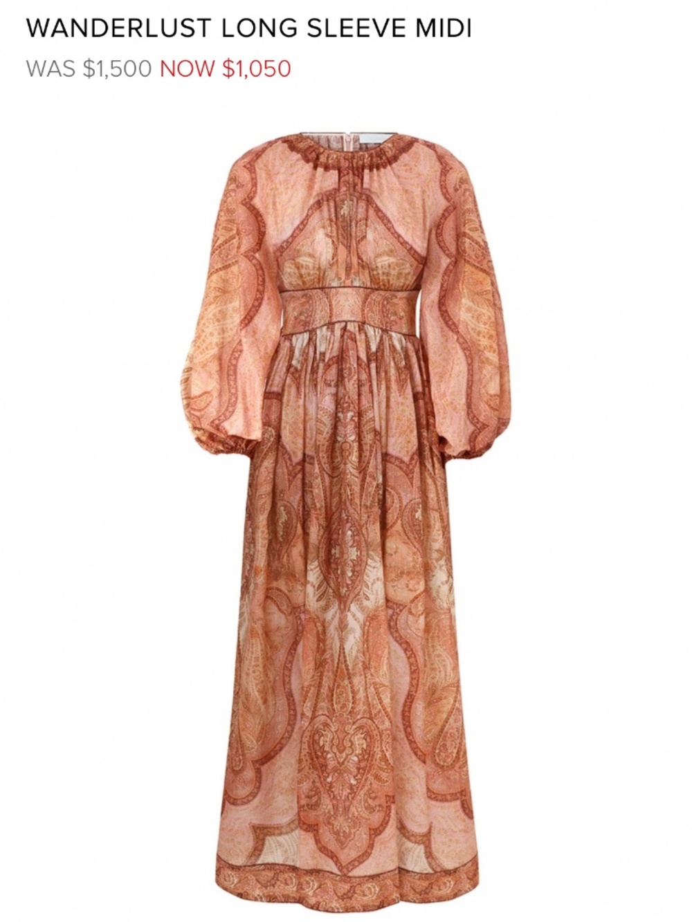Zimmerman maxi dress wanderlust - size 0 (2-4 US) NWT